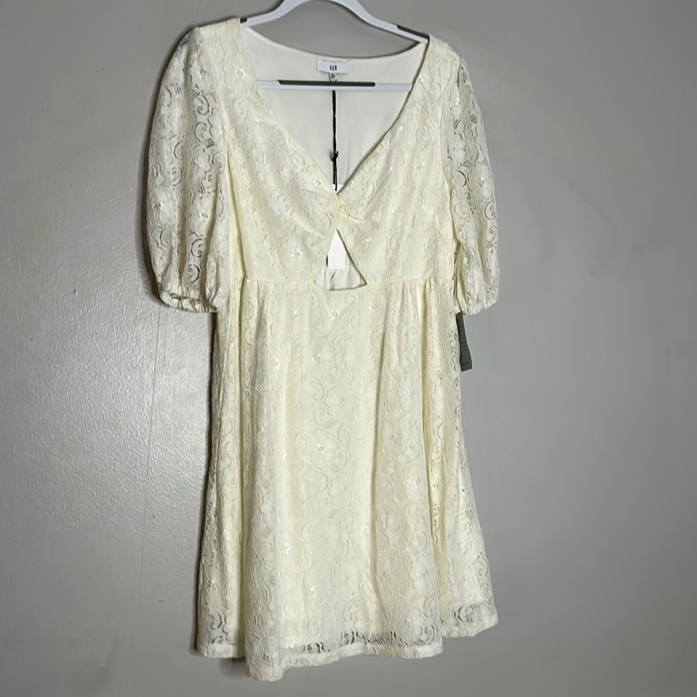 NSR NORDSTROM WHITE LACE CUT OUT MINI DRESS WOMENS XL NEW NWT